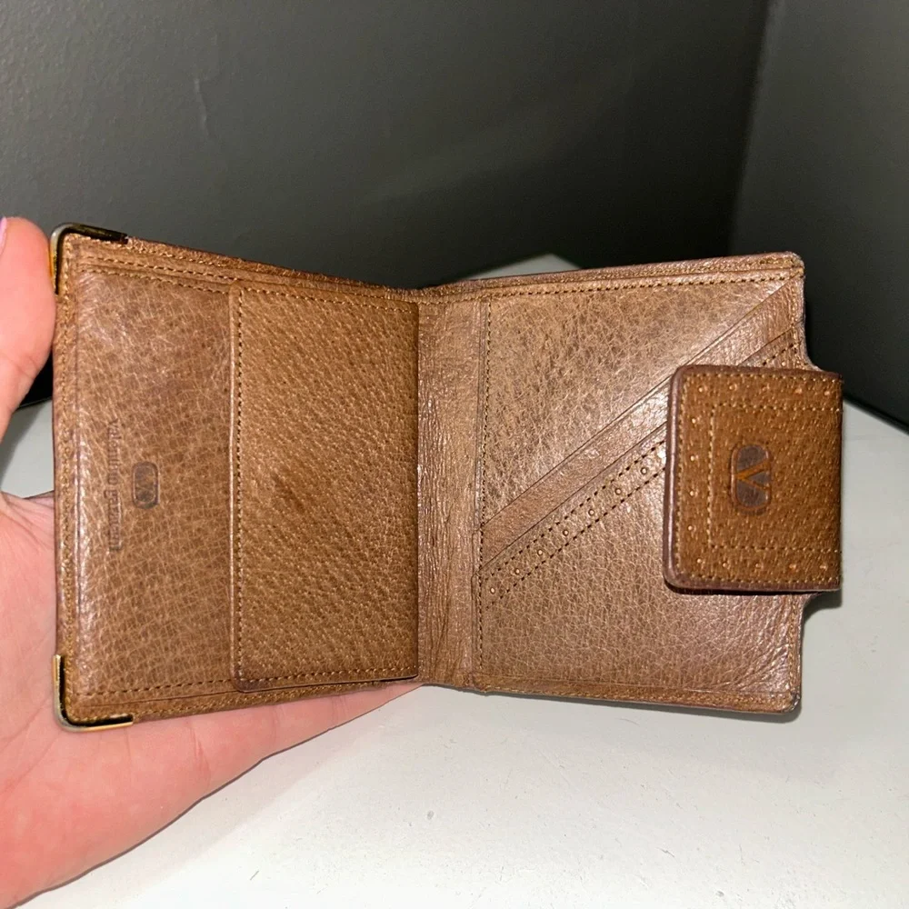 Valentino Garavani Brown Leather Compact Wallet